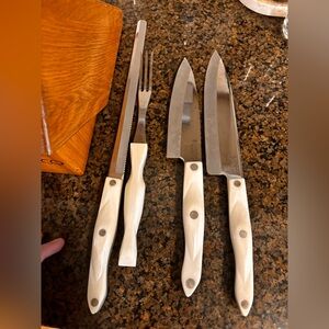 Cutco Knifes with white Handle 4 total made in USA